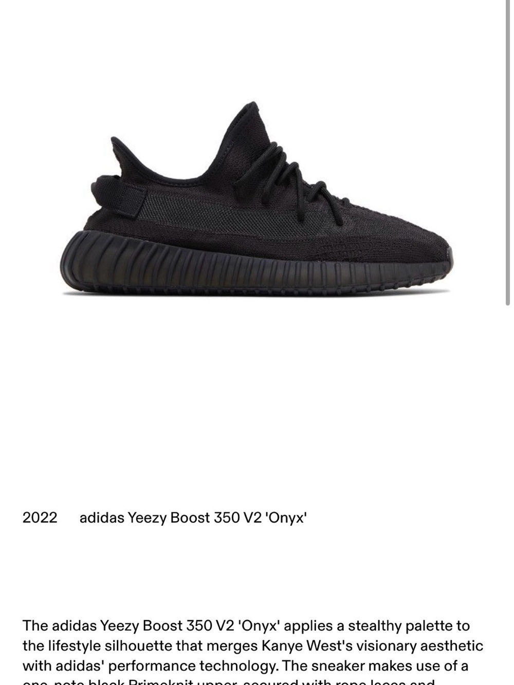 Yeezy 350V2 Onyx - men’s size 7 - Picture 10 of 12
